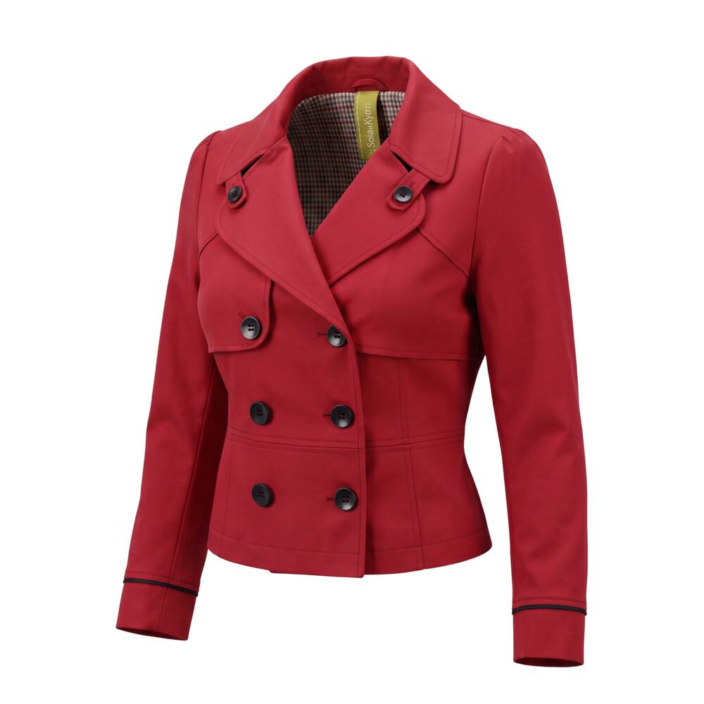 Soia & Kyo red silk blend cropped jacket with double breasted buttons pointed co
